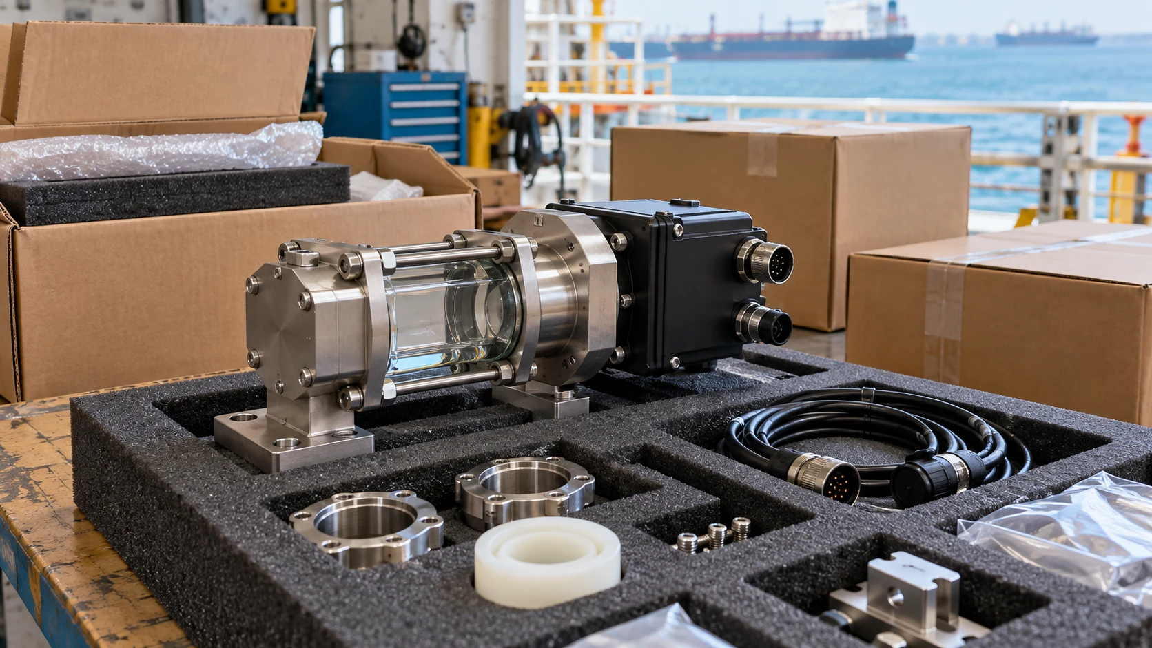 Optical measurement components prepared for shipment